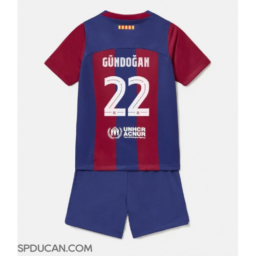Dječji Nogometni Dres Barcelona Ilkay Gundogan #22 Domaci 2023-24 Kratak Rukav (+ Kratke hlače)